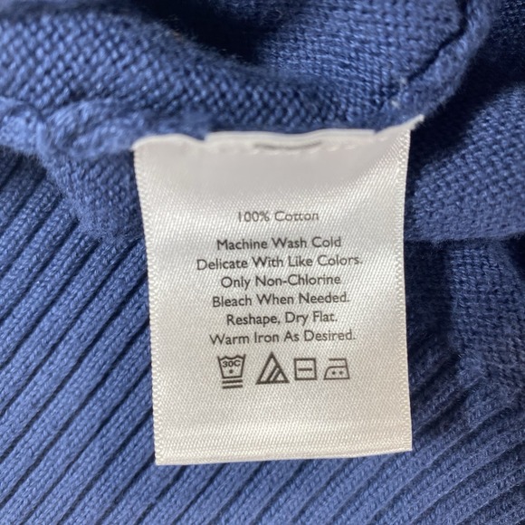 Eddie Bauer Sweater Mens L Navy Blue 1/4 Zip Pullover 100% Cotton - Picture 7 of 8